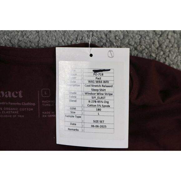 New Pact Organic Shirt Large Red Striped Cool Stretch Relaxed Blouse Top Sample - Picture 4 of 7